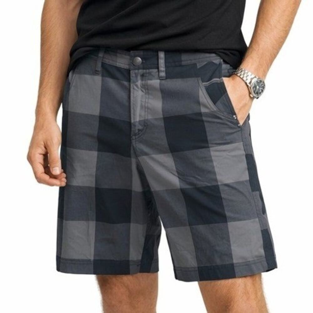 Lululemon Men's Commission Shorts Size 34 Grey Black Buffalo Plaid Chino Golf